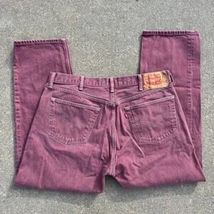 Levi’s 501 Burgundy Denim Jeans – Size 40x32 – Bold, Classic & Unapologetic 🍷